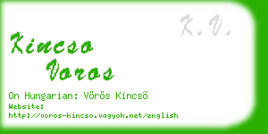 kincso voros business card