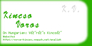 kincso voros business card
